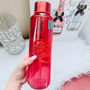 🍓NEW💗Starbucks Valentine 2022 Pink Strawberry Ombre Glass Water Bottle Tumbler